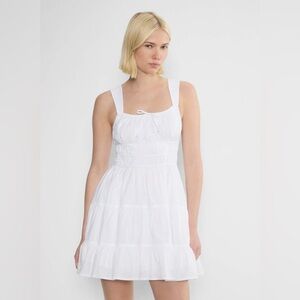 White Sleeveless Poplin Dress | Small